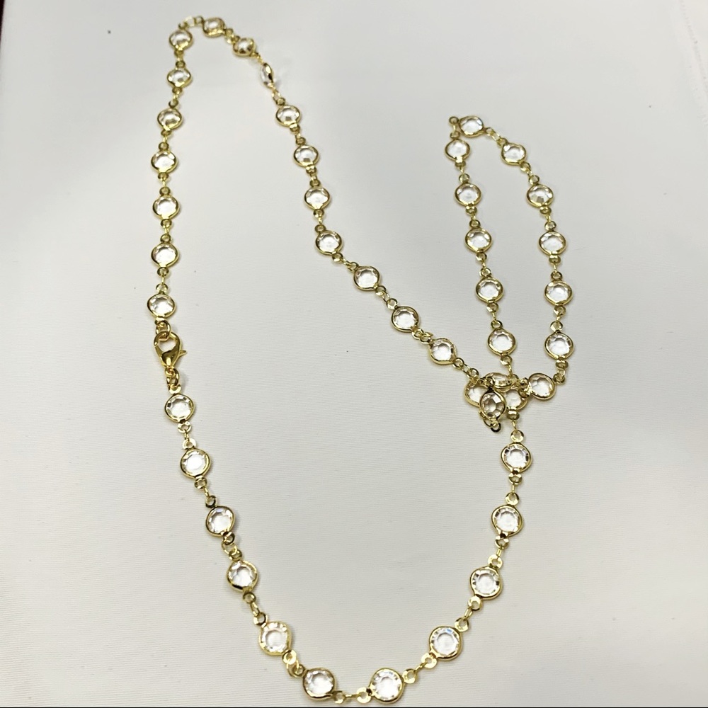 Clear Glass Rosary Chain Necklace - Picture 7 of 8